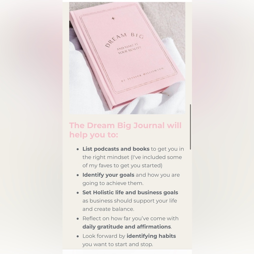Dream Big and Make It Your Reality Book by Jessica Williamson